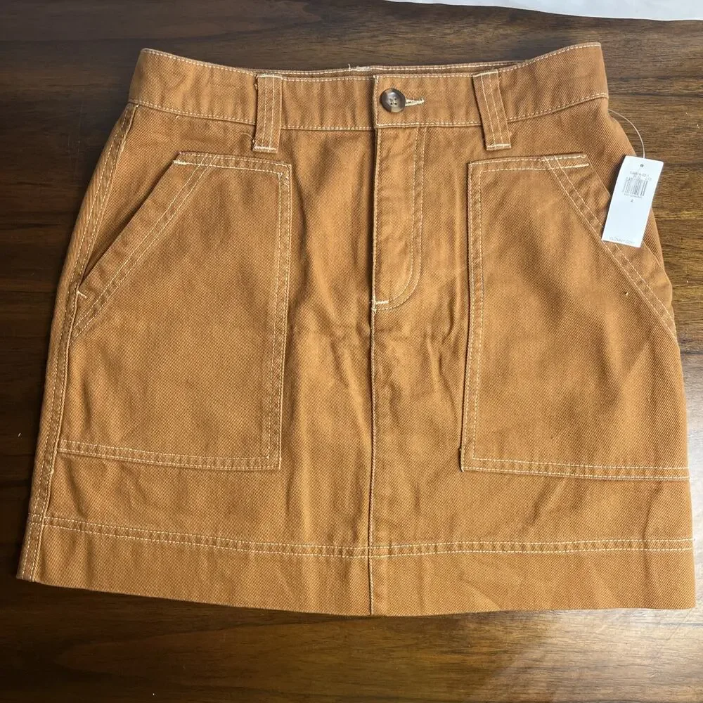 NWT Old Navy Size 2 Sly Fox Rust 100% Cotton Twill High Rise Utility Mini Skirt - Picture 1 of 12